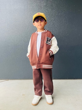 「アイテム（ジャケット/アウター）」を使った、muguさん（キッズ・110cm）の秋コーディネート