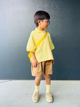 「アイテム（イエロー系）」を使った、muguさん（キッズ・110cm）の夏コーディネート