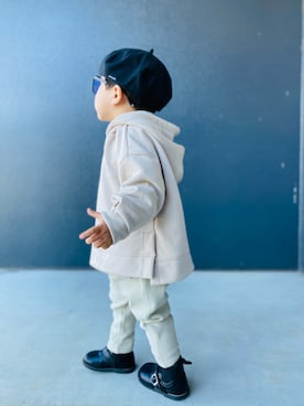 「quoti use fith（クゥオティ　ユース　フィス）のアイテム（ハンチング/ベレー帽）」を使った、muguさん（キッズ・80cm）の秋コーディネート