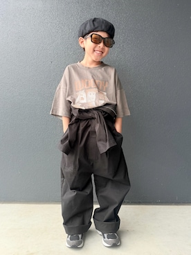 「アイテム（オールインワン・サロペット、ブラック系）」を使った、muguさん（キッズ・110cm）の秋コーディネート