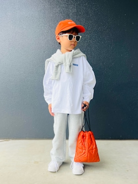 「アイテム（スウェット）」を使った、muguさん（キッズ・110cm）の秋コーディネート