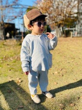 「ニットアップ」｜「アイテム（帽子）」を使った、muguさん（キッズ・80cm）の秋コーディネート
