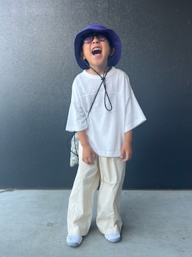 「アイテム（帽子）」を使った、muguさん（キッズ・110cm）の夏コーディネート