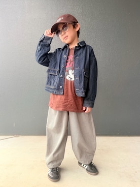 「Disney（ディズニー）のアイテム」を使った、muguさん（キッズ・110cm）の秋コーディネート