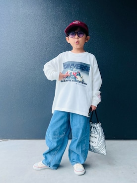「アイテム（ショルダーバッグ）」を使った、muguさん（キッズ・110cm）の秋コーディネート