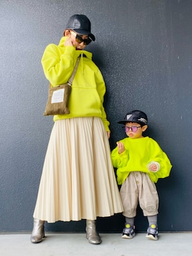 「アイテム（ブーツ）」を使った、muguさん（キッズ・90cm）の冬コーディネート