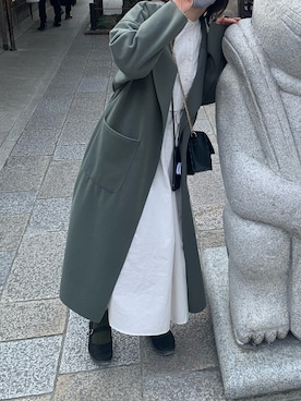 「春ワンピ」｜「アイテム（チェスターコート）」を使った、まろにさん（レディース・158cm）の春コーディネート