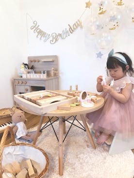 「no brand（ノーブランド）のアイテム（ワンピース/ドレス）」を使った、pipiさん（キッズ・80cm）の秋コーディネート