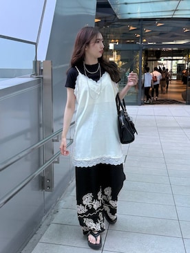 「LOWRYS FARM（ローリーズファーム）のランジェリーキャミＣＨ　 572465（キャミソール）」を使った、marikoさん（レディース・166cm）の夏コーディネート