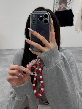 「Heather（ヘザー）の【モンチッチ×Heather】アソート柄裏毛スウェット　659564（スウェット、グレー系）」を使った、marikoさん（レディース・166cm）の春コーディネート