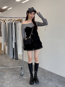 「アイテム（キャスケット）」を使った、marikoさん（レディース・166cm）の秋コーディネート
