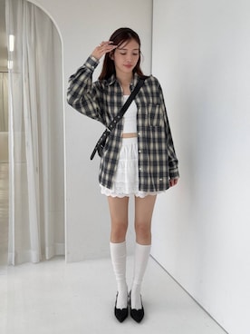 「アイテム（カチューシャ）」を使った、marikoさん（レディース・166cm）の夏コーディネート