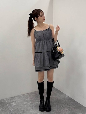「ロングブーツ」｜marikoさん（レディース・166cm・20代）の夏コーディネート