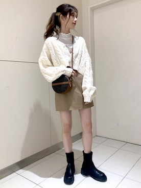 「レザーコーデ」｜「アイテム（ブーツ）」を使った、marikoさん（レディース・166cm）の秋コーディネート