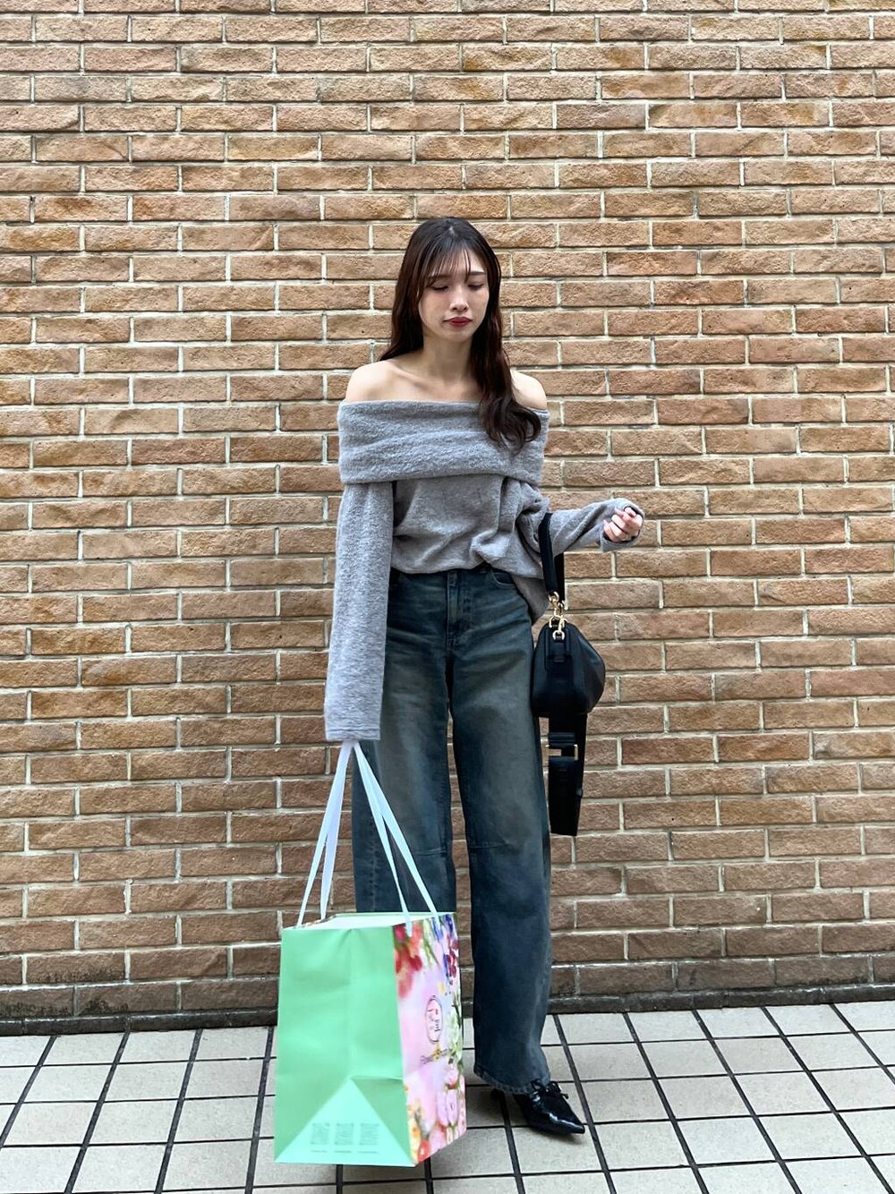 JEANASIS 2WAY ブークレオフショルプルオーバー グレー
