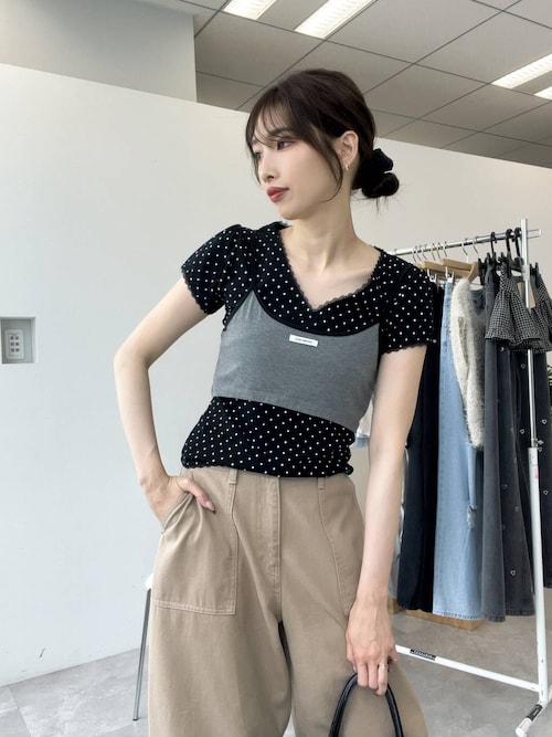 Heather tシャツ HOLiC ドットレースTEE 497295 レディース