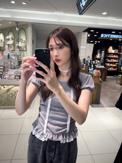 Heather tシャツ タイ付きレースカットTEE 578283 レディース