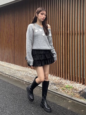 「Heather（ヘザー）の【累計10万本】楽ちんなのに美脚！秋冬No.1ブーツ　インヒールストレッチロングブーツ　571563（ブーツ）」を使った、marikoさん（レディース・166cm）の秋コーディネート