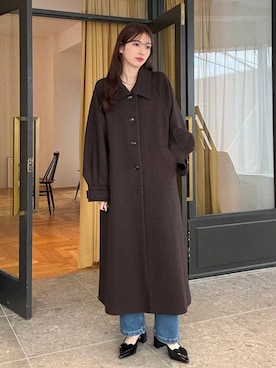 「アイテム（ステンカラーコート）」を使った、marikoさん（レディース・166cm）の秋コーディネート