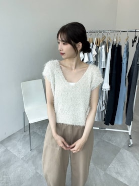 「Heather（ヘザー）のアイテム（ベスト）」を使った、marikoさん（レディース・166cm）の夏コーディネート