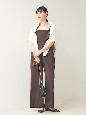 「ブラウンコーデ」｜「アイテム（オールインワン・サロペット）」を使った、くろさん（レディース・160cm）の秋コーディネート