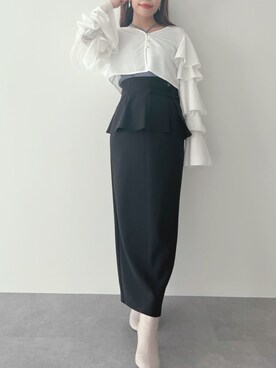「タイトシルエット」｜「アイテム（ブーツ）」を使った、mai shi（STRIPE CLUB 本部）さん（レディース・158cm）の冬コーディネート