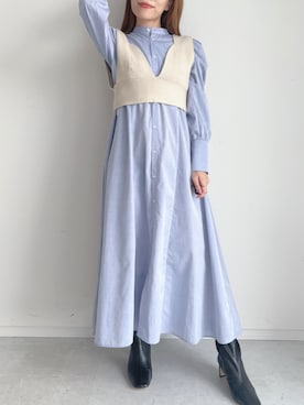 「アイテム（シャツワンピース）」を使った、mai shi（STRIPE CLUB 本部）さん（レディース・158cm・30代）の夏コーディネート