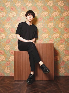 「TAKEO KIKUCHI（タケオキクチ）のアイテム（スラックス）」を使った、あってぃさん（メンズ・174cm）の夏コーディネート