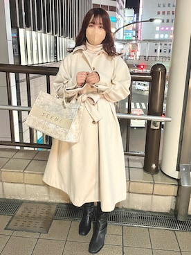 「秋色コーデ」｜「アイテム（ステンカラーコート）」を使った、ゆうなさん（レディース・158cm）の秋コーディネート