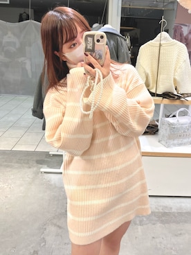 「one after another NICE CLAUP（ワンアフターアナザーナイスクラップ）のNC刺繍ハイネックニットミニワンピ（ニット/セーター）」を使った、ゆうなさん（レディース・158cm）の冬コーディネート