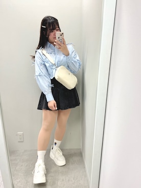 「one after another NICE CLAUP（ワンアフターアナザーナイスクラップ）のアイテム（デニムスカート）」を使った、ゆうなさん（レディース・158cm）の冬コーディネート