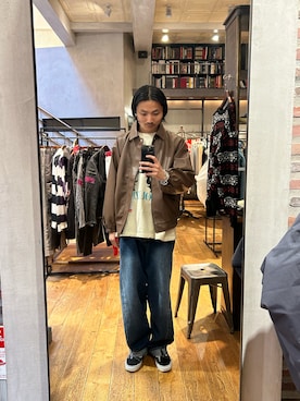 「アイテム（ブルゾン、ブラウン系）」を使った、maedaayutoさん（メンズ・180cm）の秋コーディネート
