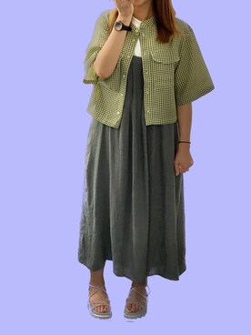 「ノーカラー」｜「アイテム（サンダル）」を使った、さくちーさん（レディース・163cm）の秋コーディネート