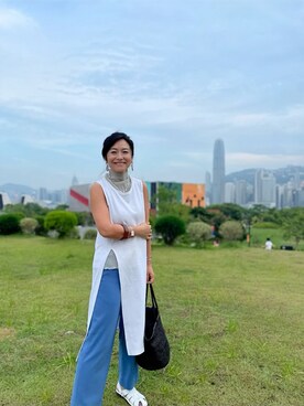 「plage（プラージュ）のアイテム（Tシャツ/カットソー、ホワイト系）」を使った、dangkei630さん（レディース）の夏コーディネート