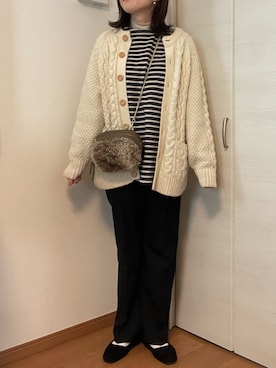 「マリン」｜「アイテム（スラックス）」を使った、uriさん（レディース・164cm）の冬コーディネート