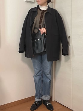 「GRL（グレイル）のシアーハイネックメロウ加工トップス（Tシャツ/カットソー）」を使った、uriさん（レディース・164cm）の冬コーディネート