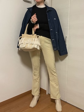 「スクエアトゥ」｜「アイテム（デニムジャケット）」を使った、uriさん（レディース・164cm）の春コーディネート