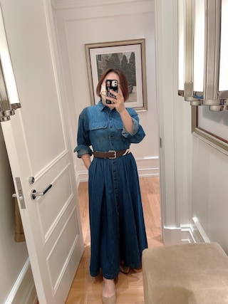 Lauren RALPH*シンプルを格上げ*エレガント*デニム*シャツワンピ ローレン ラルフ ローレン LAUREN RALPH LAUREN ☆デニムシャツ