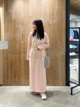 「CIAOPANIC TYPY（チャオパニックティピー）の【2025年S/S新作】カラビナ付きメタリックヤーンBAG（トートバッグ）」を使った、39qchanさん（レディース・164cm）の春コーディネート