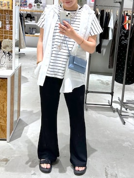 「LEPSIM（レプシィム）のツイスト3連ネックレス　638720（ネックレス、ホワイト系）」を使った、yumiさん（レディース・160cm）の夏コーディネート
