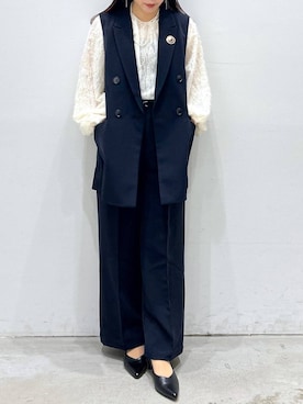 「アイテム（ブローチ/コサージュ）」を使った、yumiさん（レディース・160cm・30代）の冬コーディネート