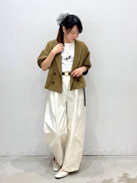 「LEPSIM（レプシィム）のガチャベルト　636673（ベルト、ブラウン系）」を使った、yumiさん（レディース・160cm）の春コーディネート