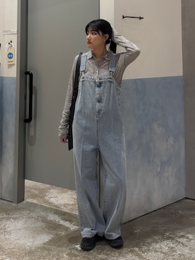 「アイテム（サロペット/オーバーオール、ブルー系）」を使った、あゆさん（レディース・158cm）の秋コーディネート