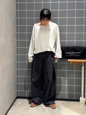 「CIAOPANIC TYPY（チャオパニックティピー）の【UNISEX】タックデザインワイドデニム（デニムパンツ）」を使った、あゆさん（レディース・158cm）の夏コーディネート
