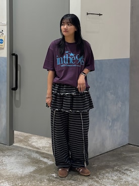 「アイテム（スウェットパンツ）」を使った、あゆさん（レディース・158cm）の夏コーディネート