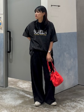 「CIAOPANIC TYPY（チャオパニックティピー）の【UNISEX】タックデザインワイドデニム（デニムパンツ）」を使った、あゆさん（レディース・158cm）の夏コーディネート