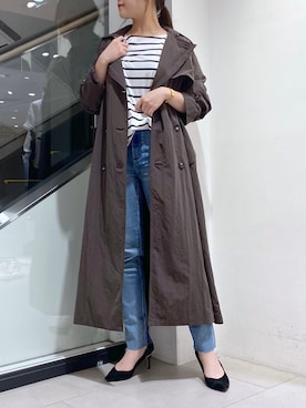 「いいね返し」｜「アイテム（トレンチコート）」を使った、nana.さん（レディース・158cm）の夏コーディネート