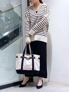「タイトスカートコーデ」｜「アイテム（ニット/セーター）」を使った、nana.さん（レディース・158cm）の秋コーディネート