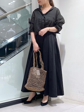 「真っ黒コーデ」｜nana.さん（レディース・158cm）の夏コーディネート