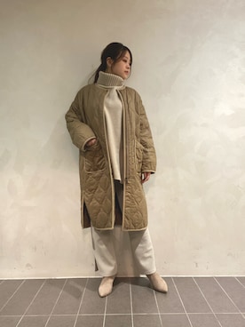 「タートルネック」｜「アイテム（ナイロンジャケット）」を使った、nana.さん（レディース・159cm）の冬コーディネート